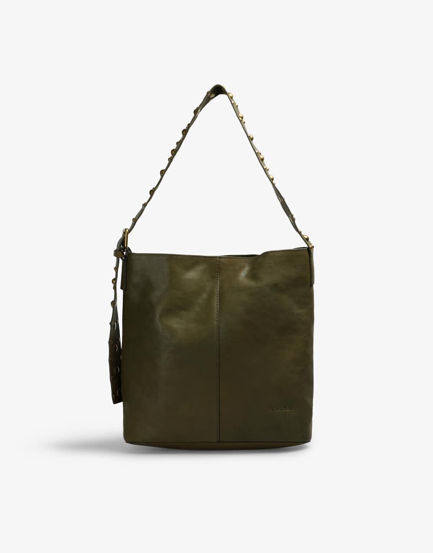 Scalpers - Große Tasche in Khaki mit Nietenbesatz-Grün von Scalpers