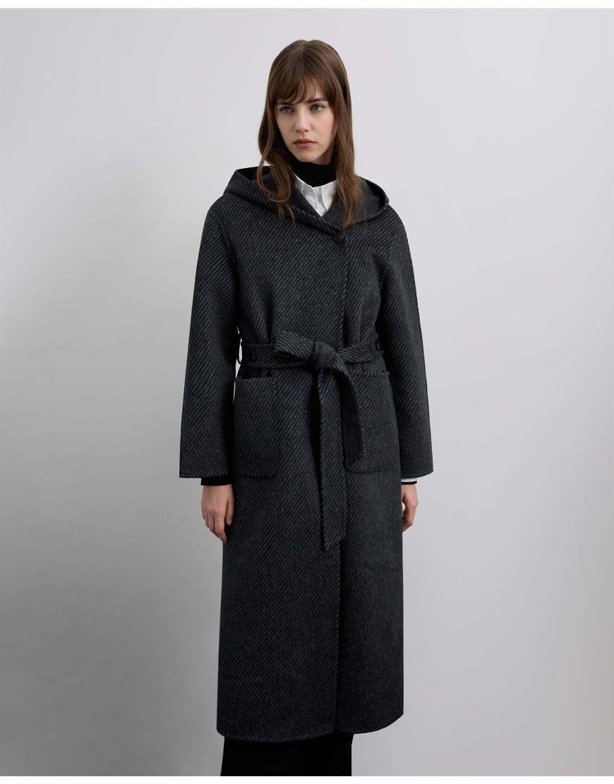 Scalpers - Handgefertigter Mantel in Grau im Kapuzenpullover-Design von Scalpers