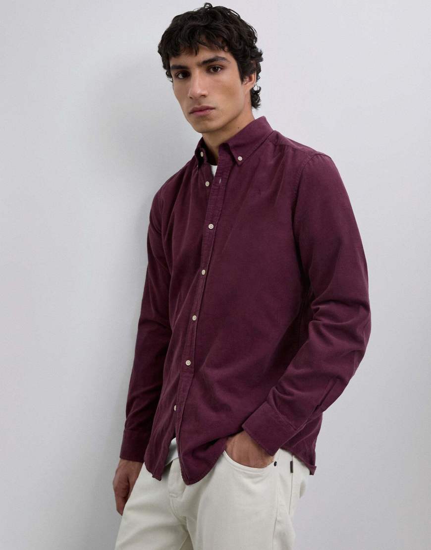 Scalpers - Hemd aus Cord in Burgunderrot mit Button-Down-Kragen von Scalpers