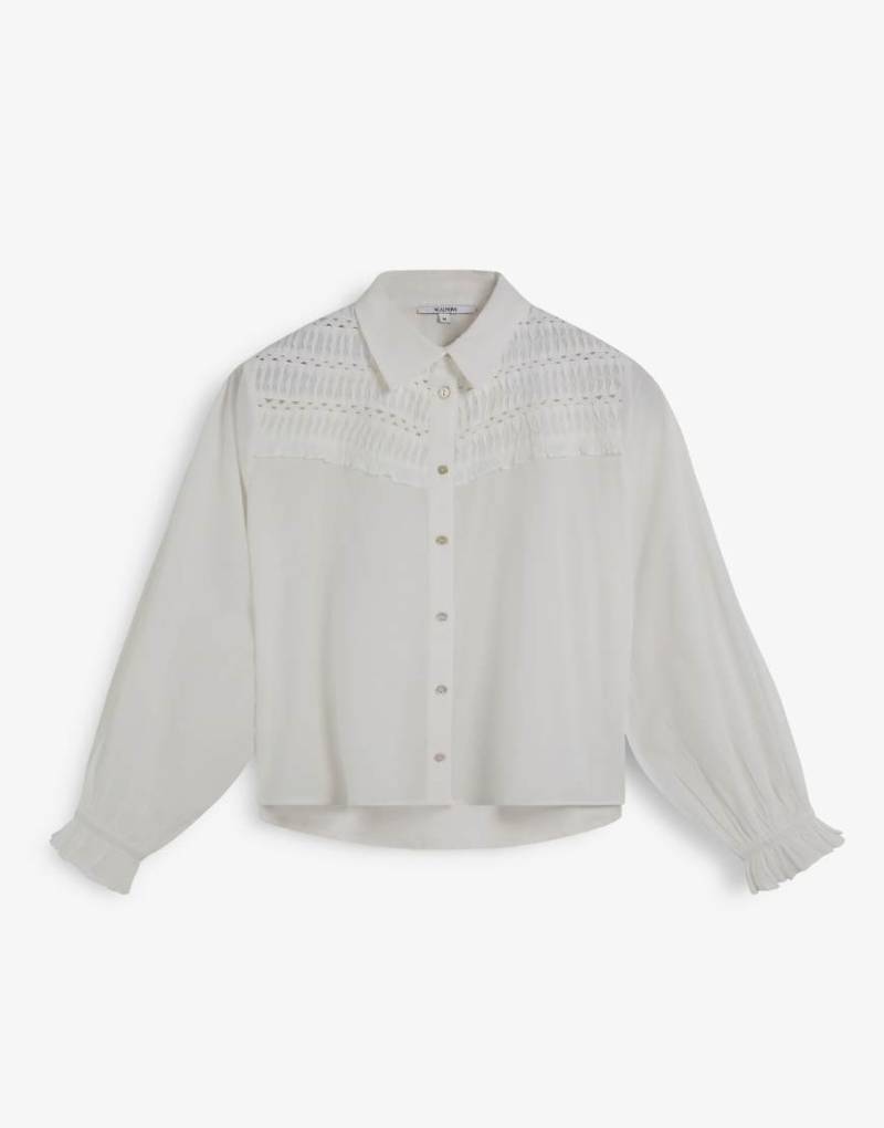 Scalpers - Hemdbluse in Weiß mit Faltendetails und Besatz von Scalpers
