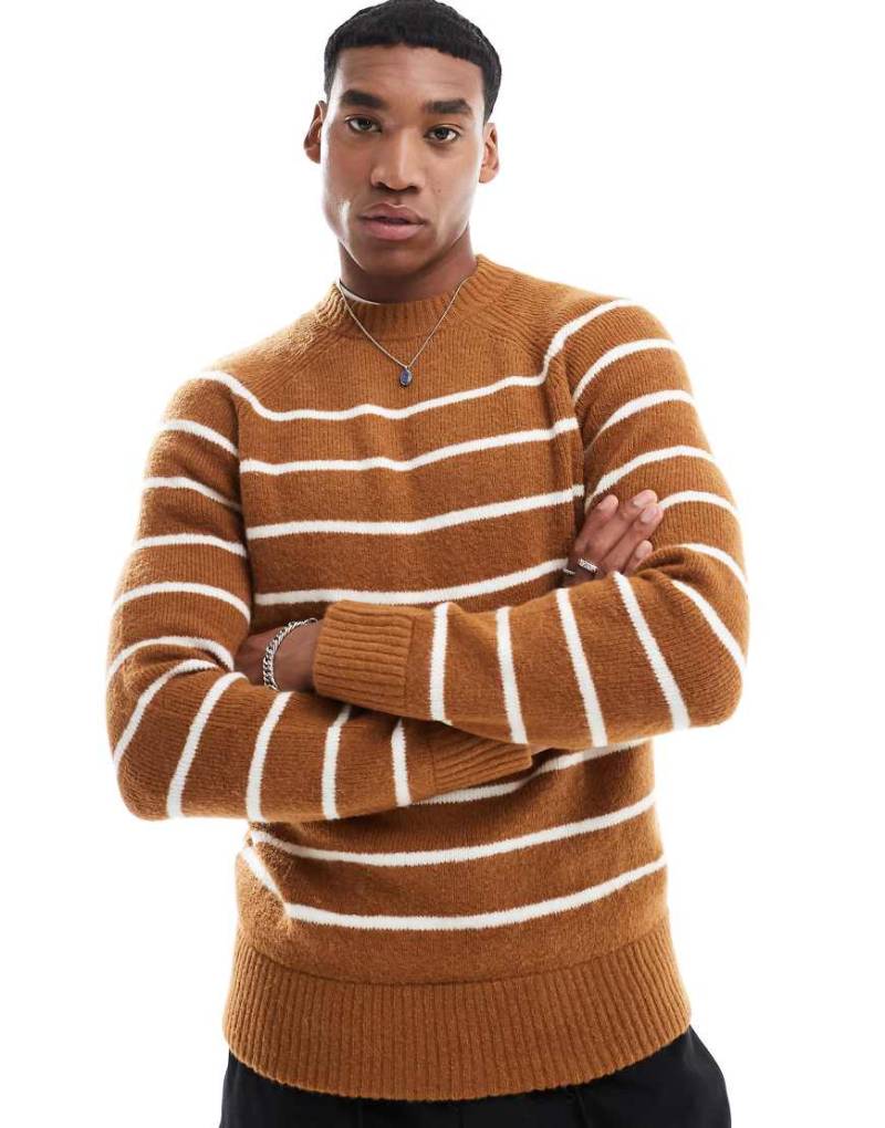 Scalpers - Holford - Strickpullover in Senfgelb mit Streifen im Trikot-Look von Scalpers