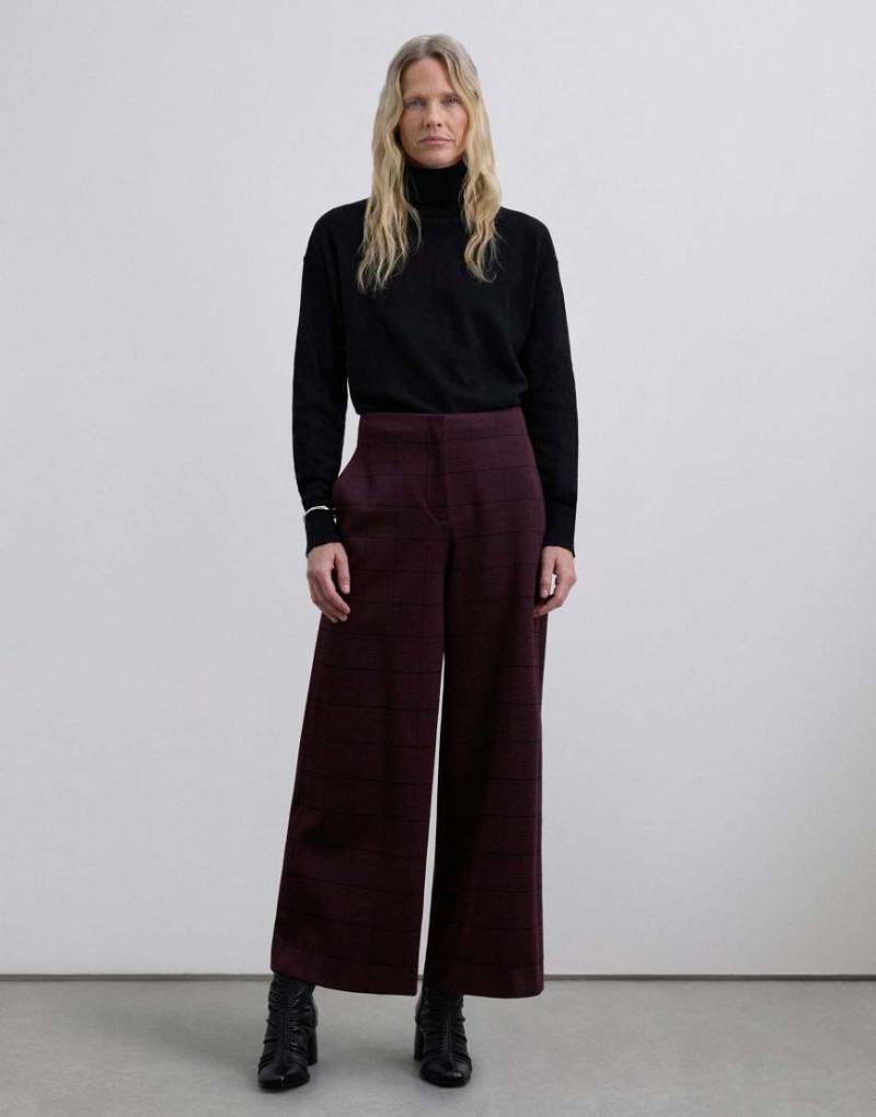 Scalpers - Hose aus Strick in Burgunderrot kariert von Scalpers