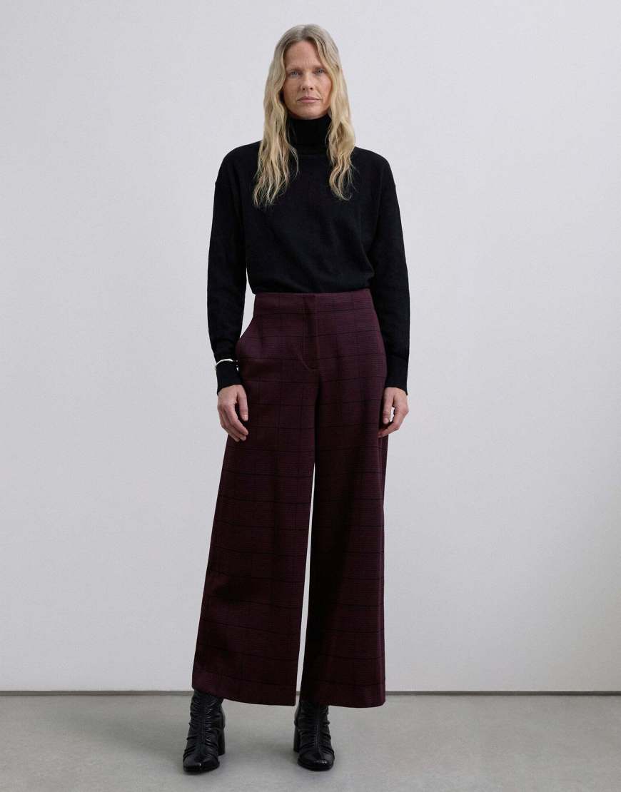 Scalpers - Hose aus Strick in Burgunderrot kariert von Scalpers