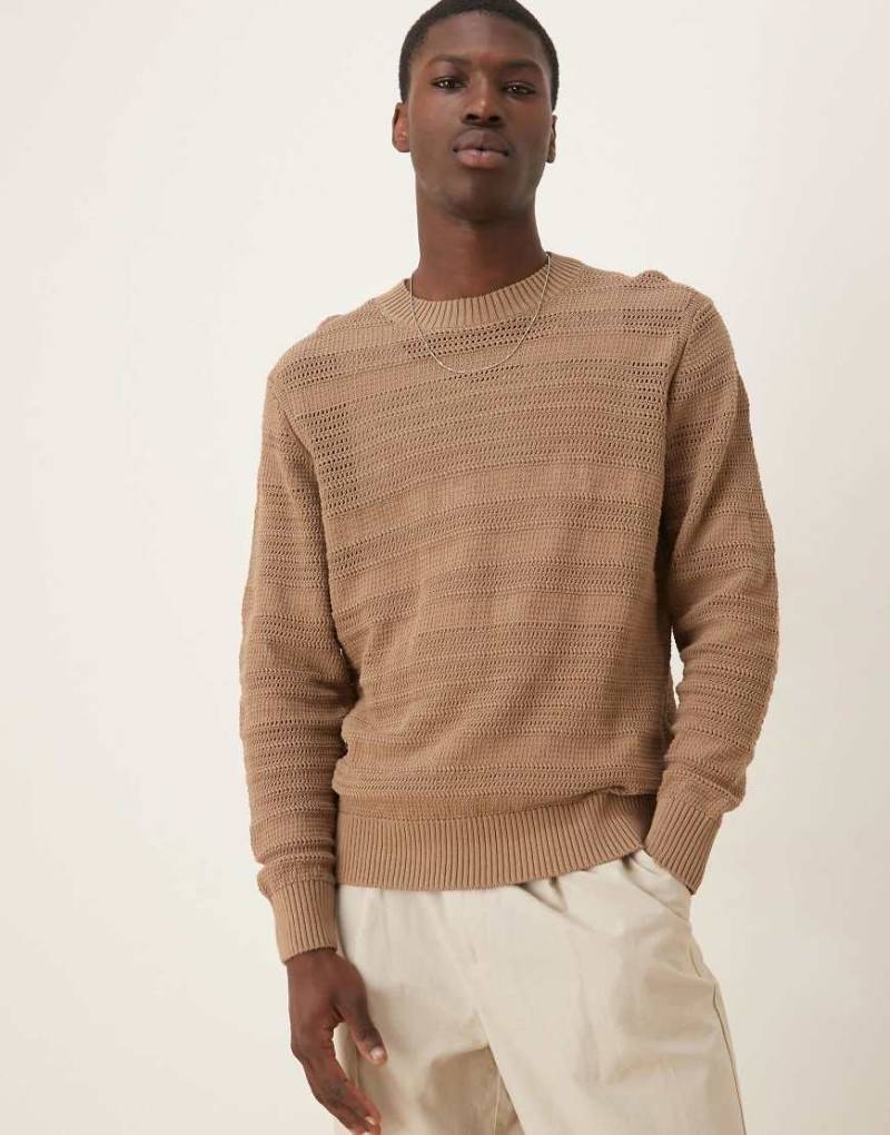 Scalpers - Iver - Gestreifter Trikot-Pullover in Camel-Neutral von Scalpers
