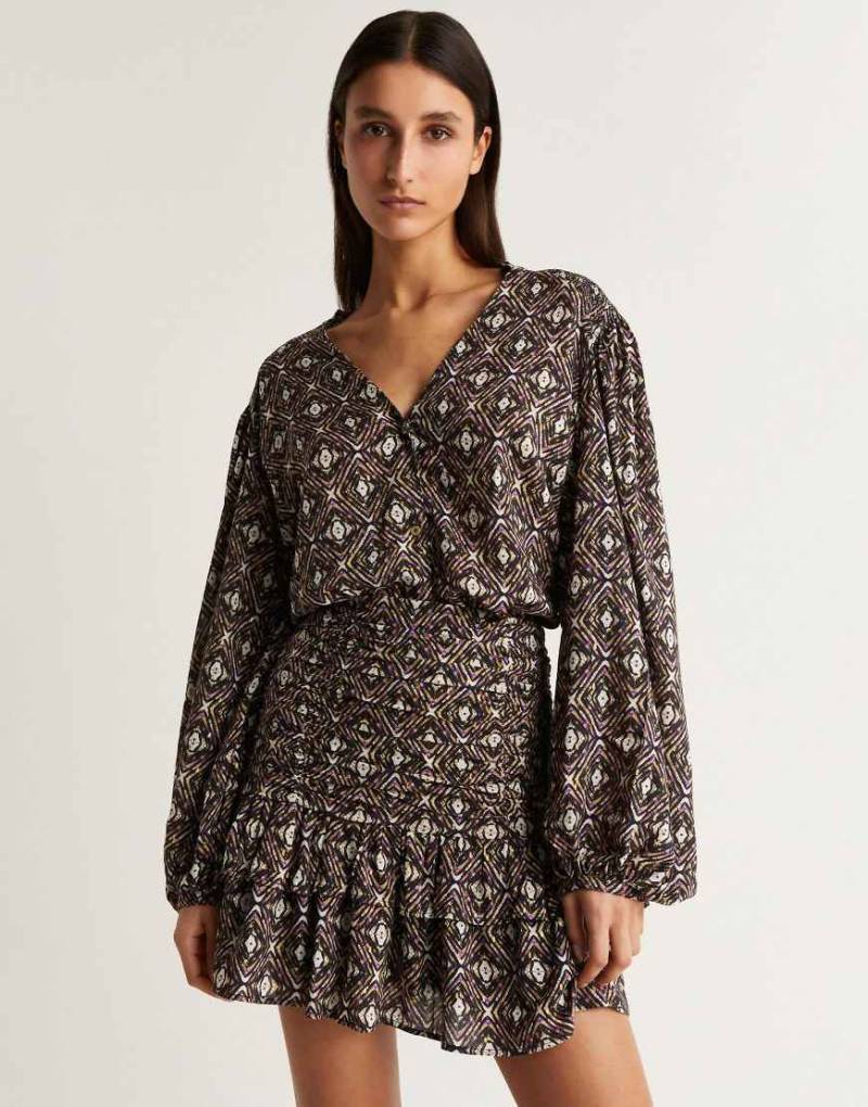 Scalpers - Jan - Gemusterte Hemdbluse in Schwarz von Scalpers