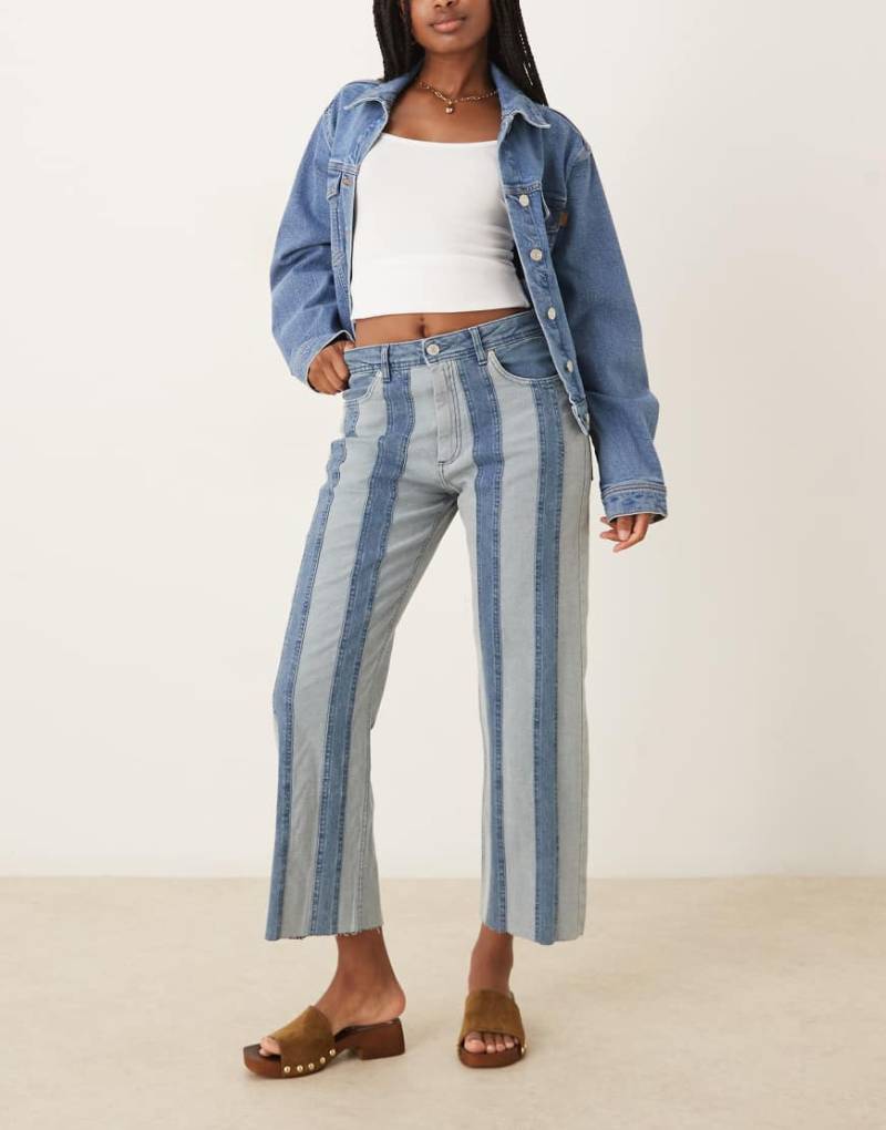 Scalpers - Jeanshose in Indigoblau mit geradem Schnitt im Bahnendesign von Scalpers