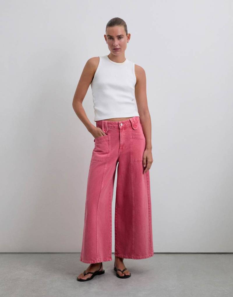 Scalpers - Jeans mit Hosenrock-Schnitt in verblasstem Korallenrot-Rosa von Scalpers