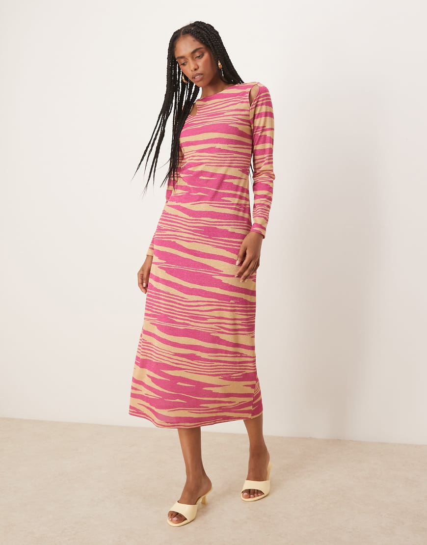Scalpers - Jerseykleid in Rosa mit Zebramuster von Scalpers