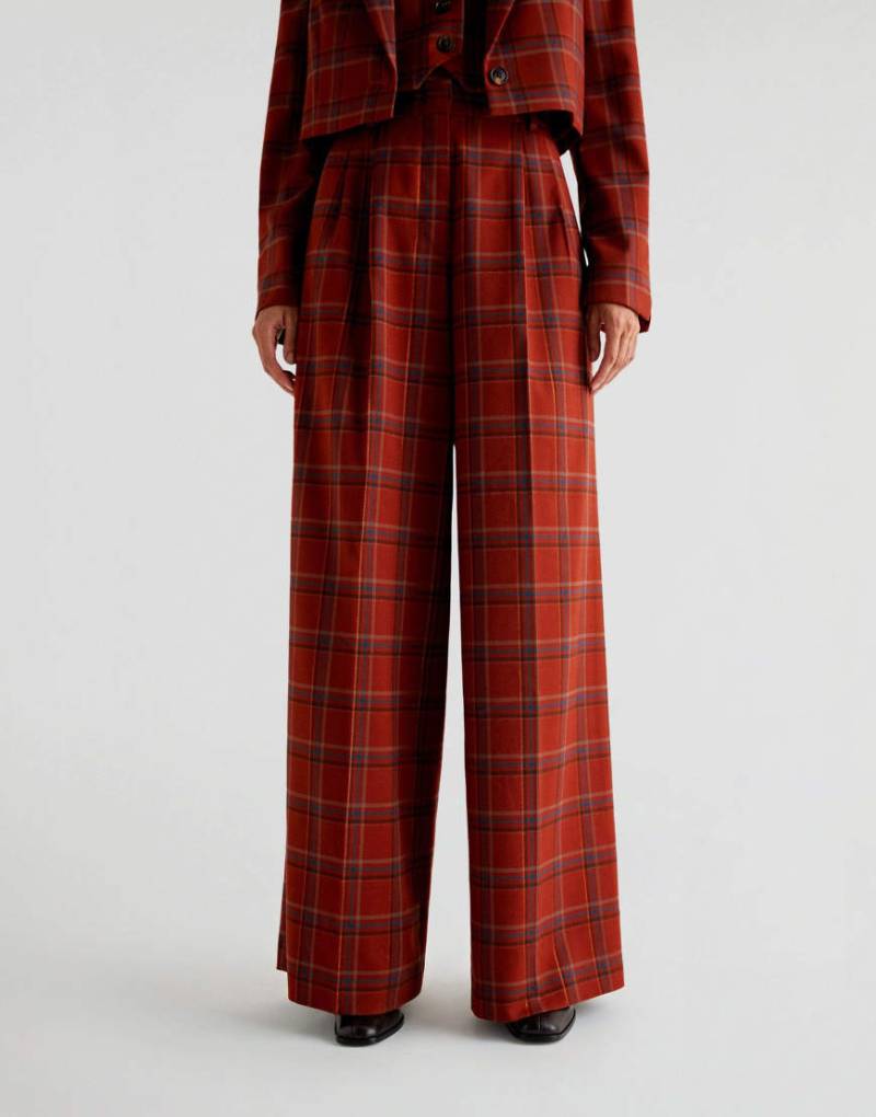 Scalpers - Karierte Hose in Terracotta-Orange von Scalpers
