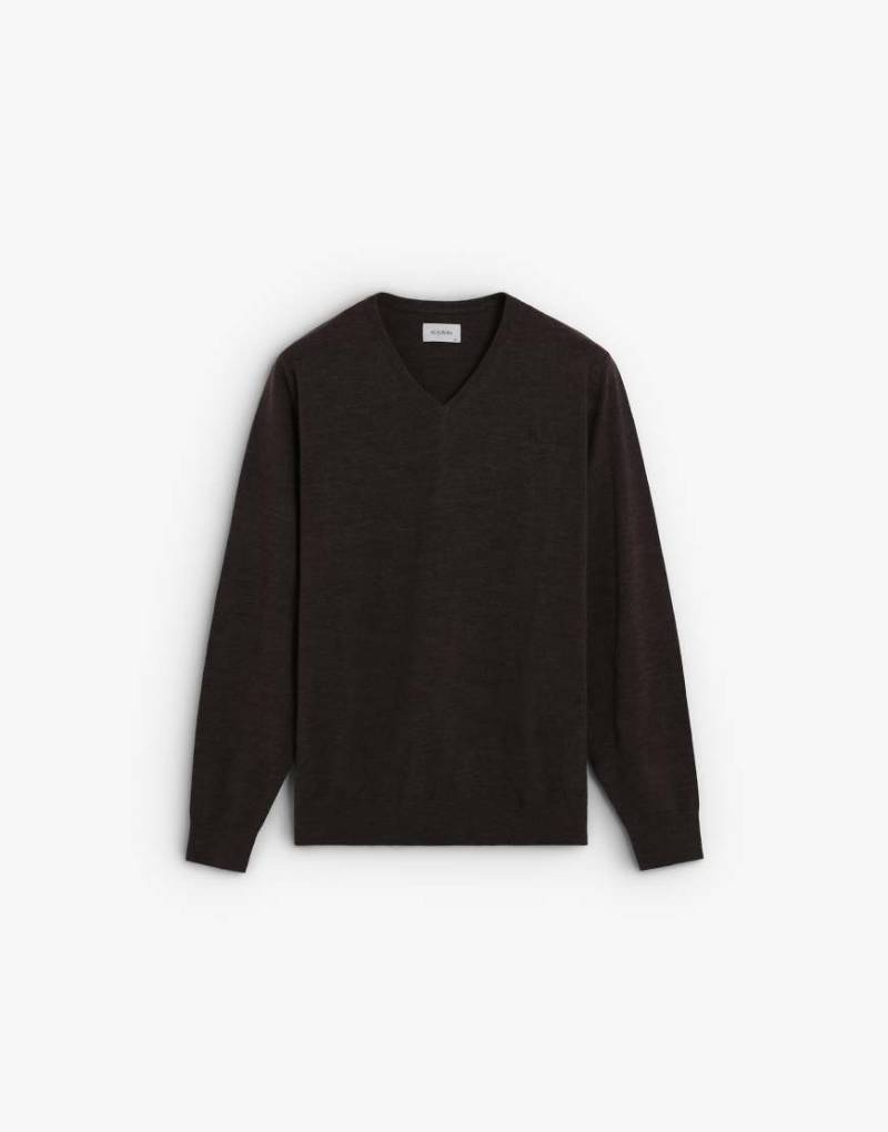 Scalpers - Klassischer Strickpullover in Burgunderrot mit V-Ausschnitt von Scalpers