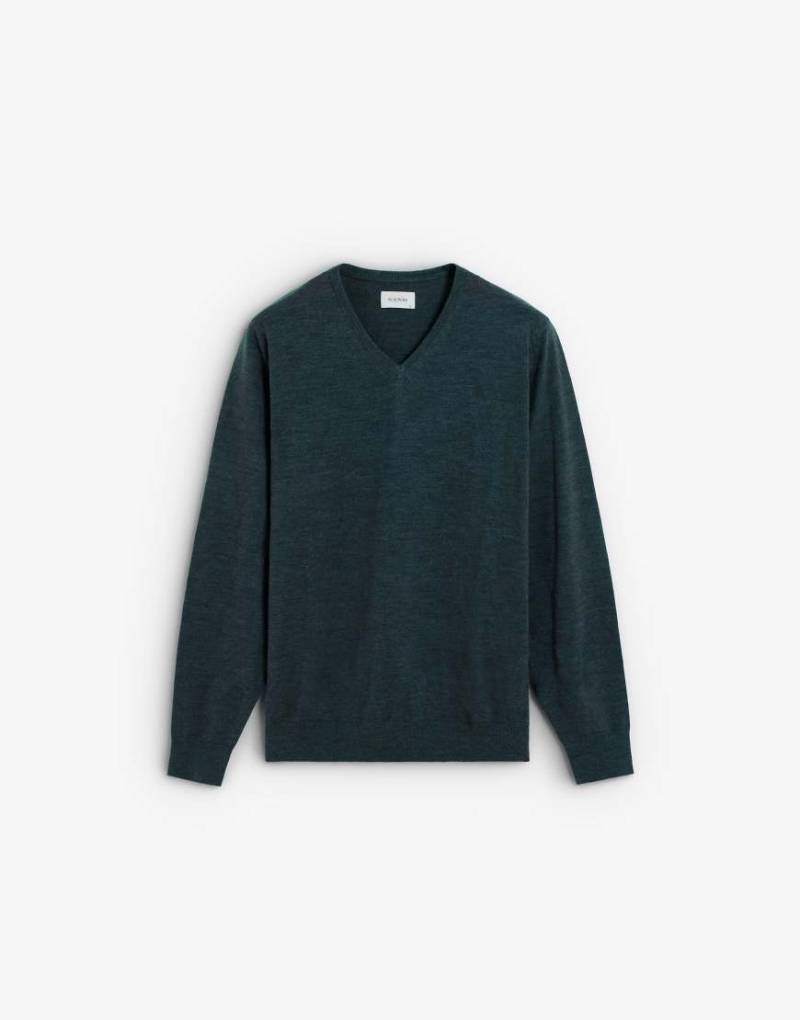 Scalpers - Klassischer Strickpullover in Entengrün mit V-Ausschnitt-Blau von Scalpers