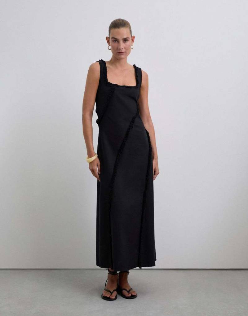 Scalpers - Kleid in Schwarz mit Fransen und Steppnähten von Scalpers