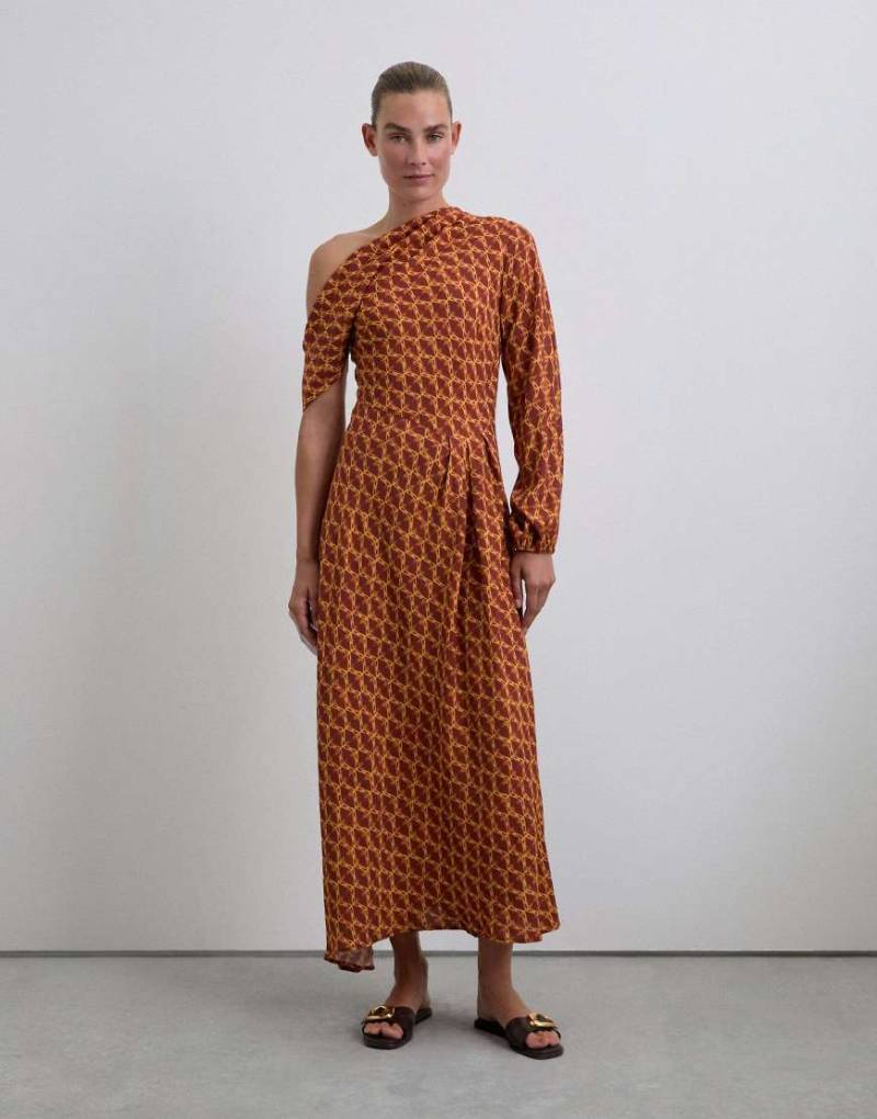 Scalpers - Kleid in Terrakotta mit Antikprint-Neutral von Scalpers