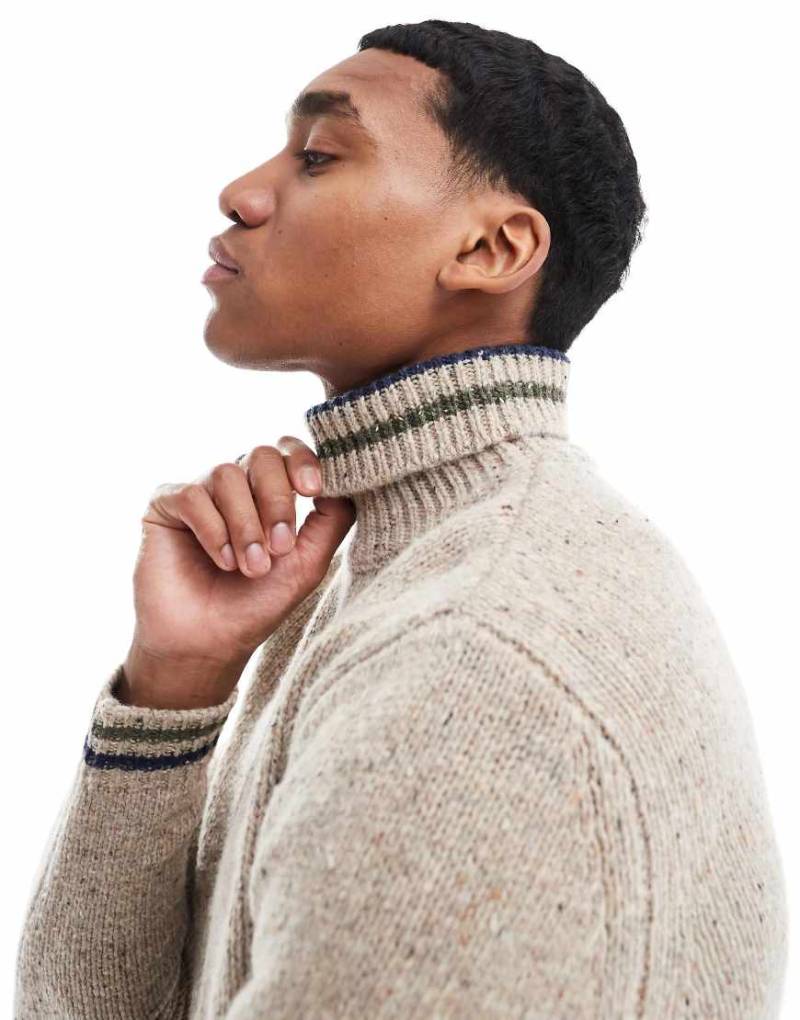 Scalpers - Klint - Rollkragenpullover im Trikot-Look in Taupe-Neutral von Scalpers