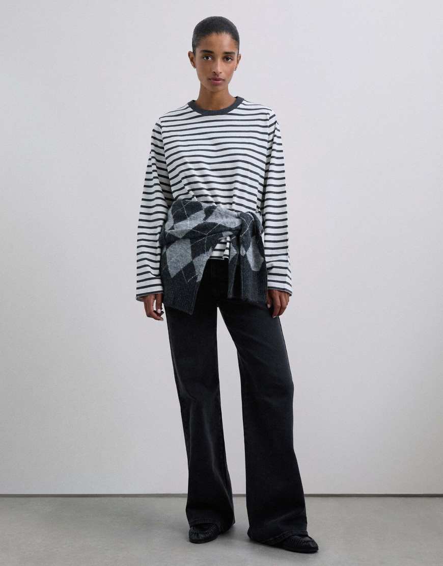 Scalpers - Langärmliges, grau gestreiftes Shirt von Scalpers