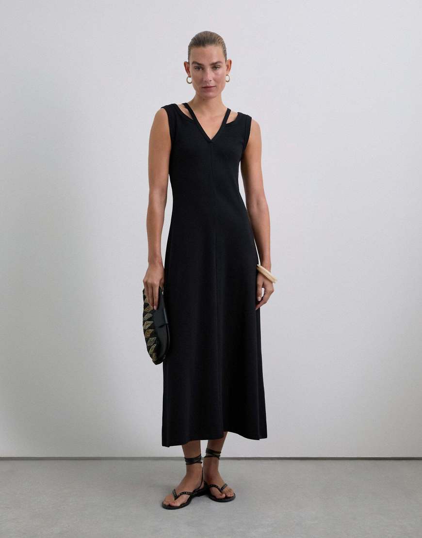 Scalpers - Midikleid in Schwarz mit Cut-out von Scalpers