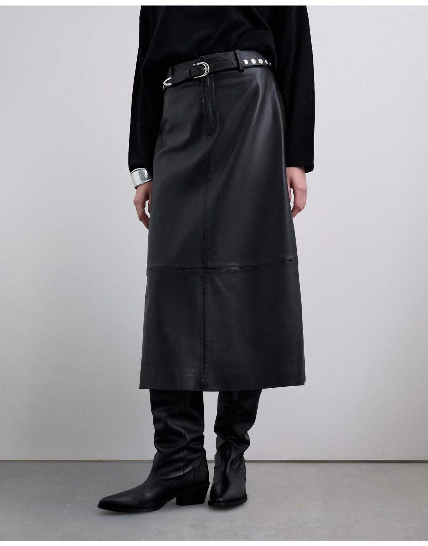 Scalpers - Midirock aus schwarzem Leder von Scalpers