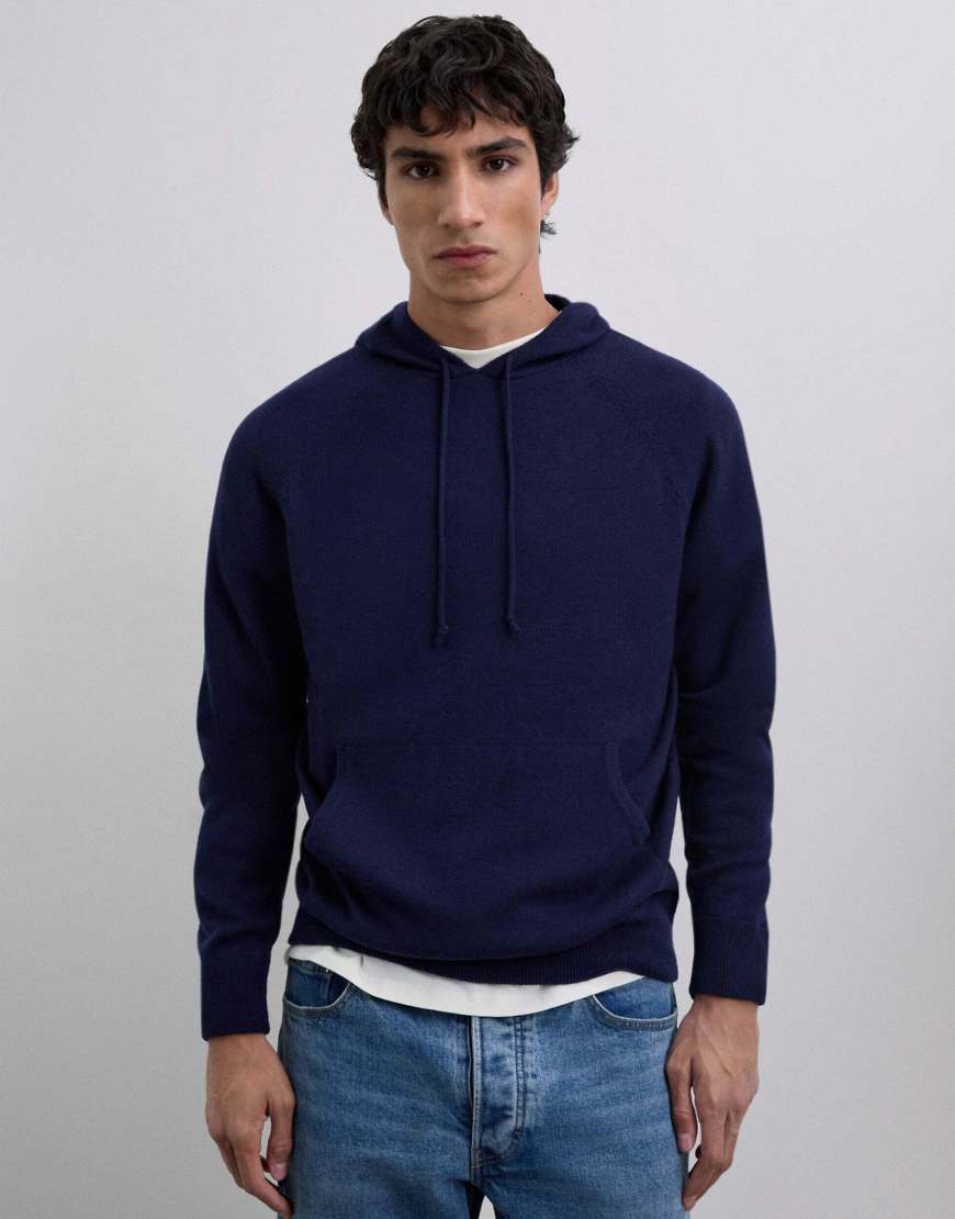 Scalpers - New - Kapuzenpullover aus Tricotstrick in Marineblau von Scalpers