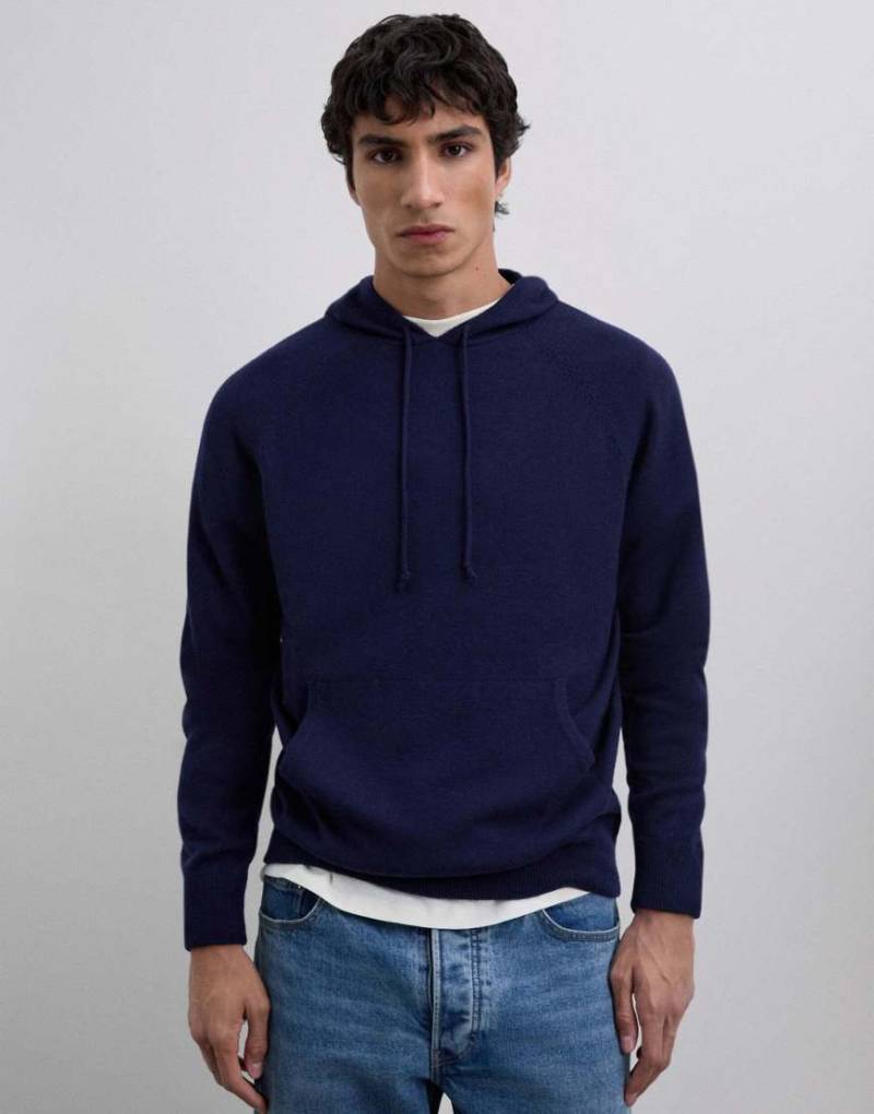 Scalpers - New - Kapuzenpullover aus Tricotstrick in Marineblau von Scalpers