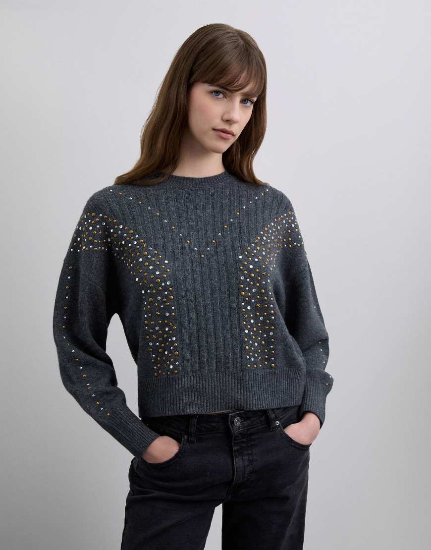 Scalpers - New - Pullover in Grau mit Nietenverzierung von Scalpers