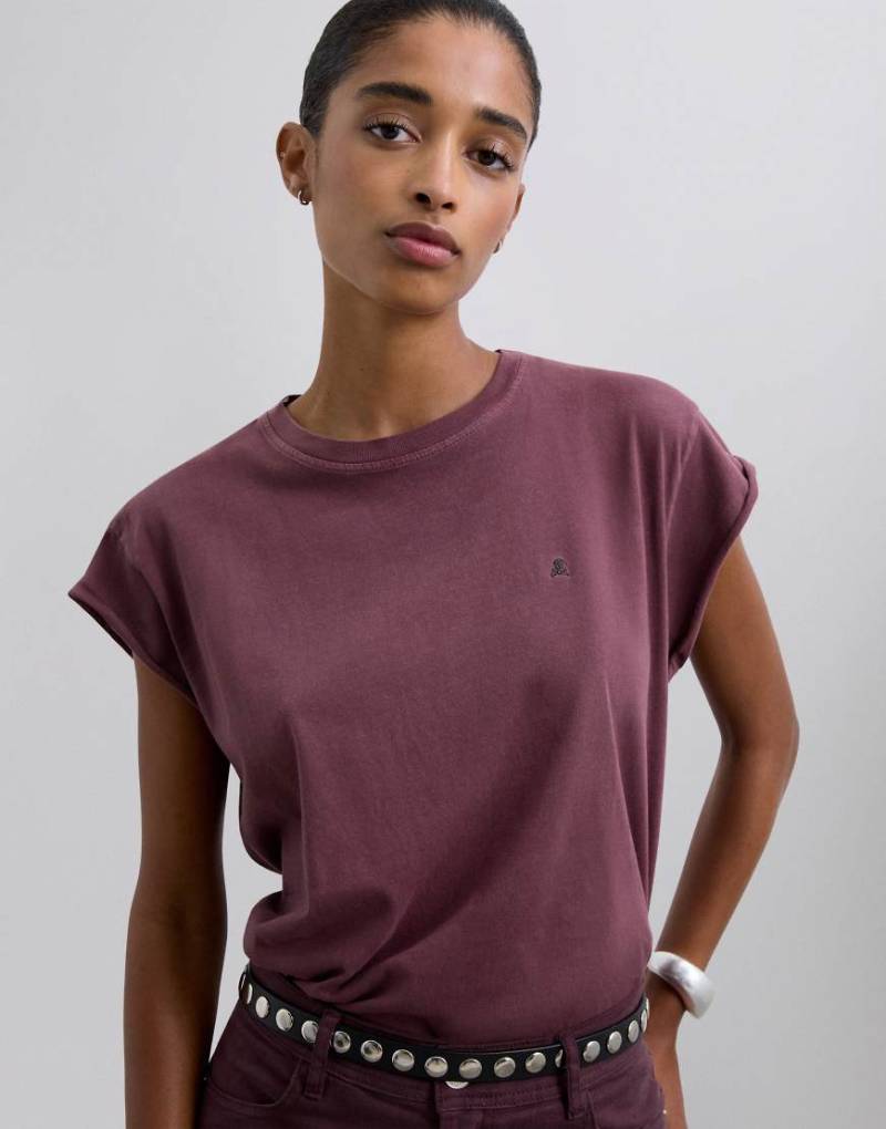 Scalpers - Plain Skull - T-Shirt in Burgunderrot von Scalpers