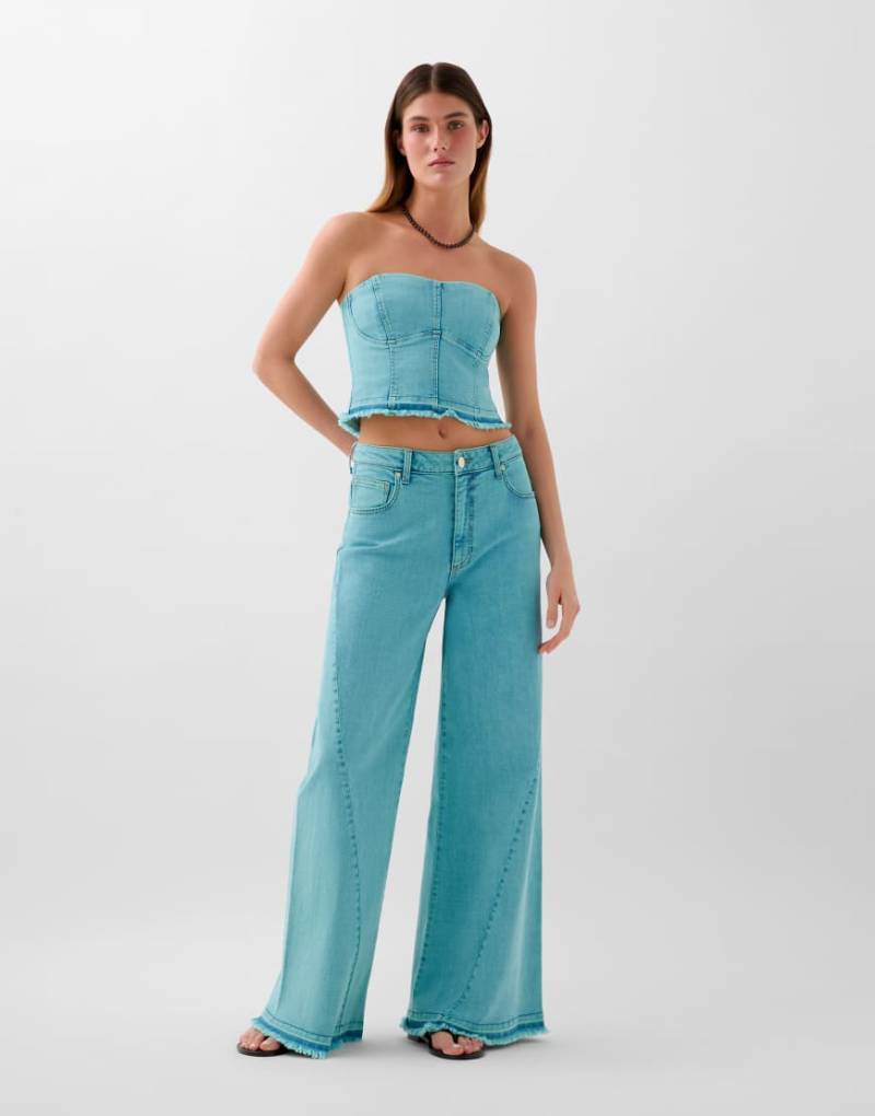 Scalpers - Jeans mit Hosenrock-Schnitt in verblasstem Türkis-Blau von Scalpers