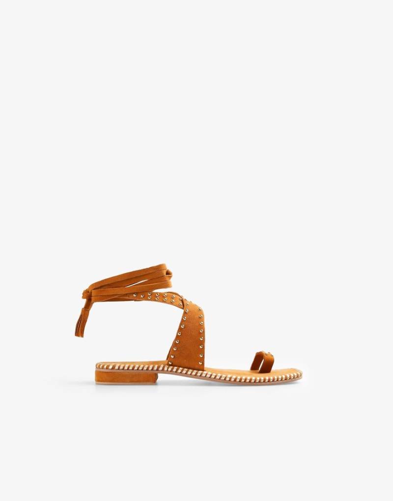 Scalpers - Roma - Sandale in Camel mit Nieten-Neutral von Scalpers