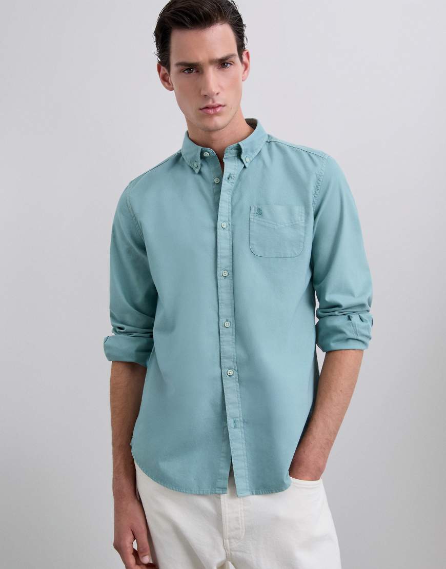 Scalpers - Scnew - Hemd in hellem Entenblau mit Button-Down-Kragen von Scalpers