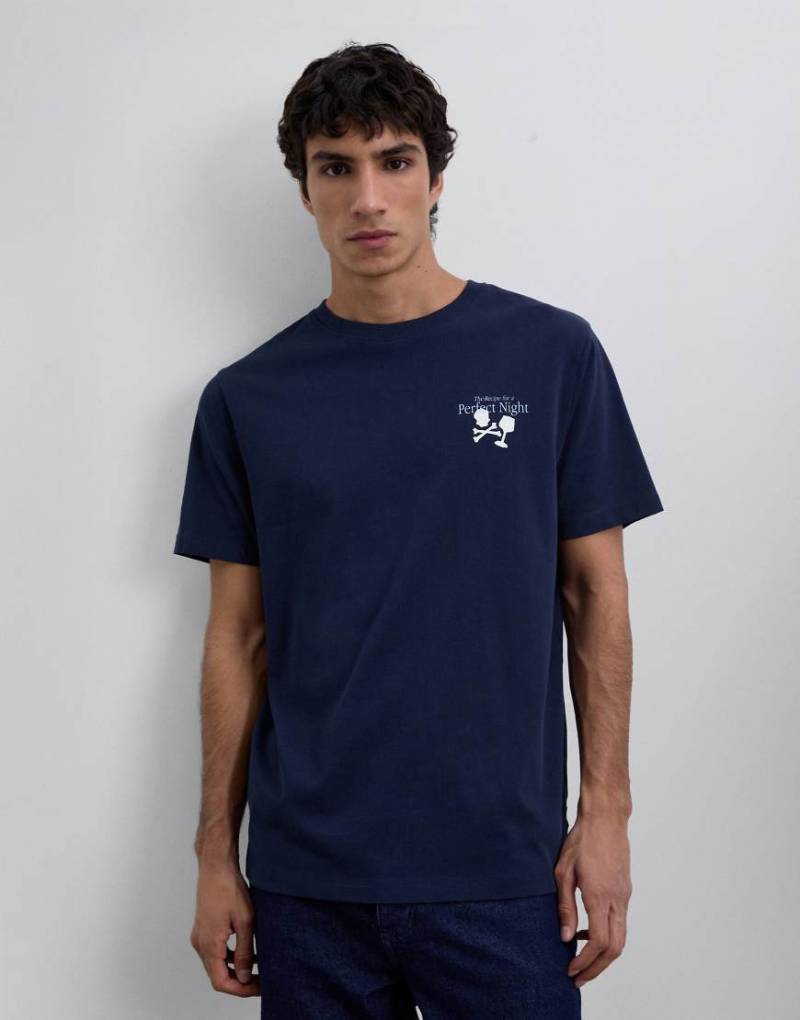 Scalpers - Scperfect - T-Shirt in dunklem Marineblau mit „Night"-Print von Scalpers