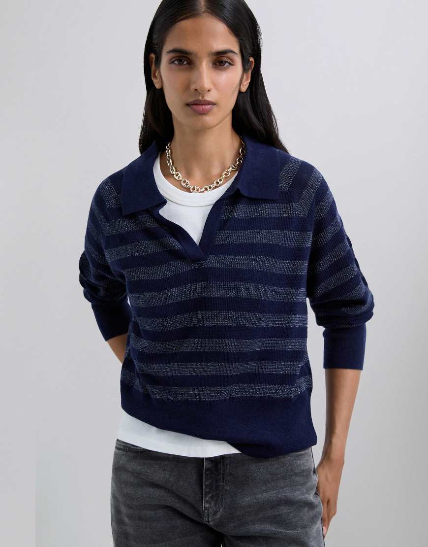 Scalpers - Scpololurex - Pullover in Marineblau mit Streifen-Bunt von Scalpers