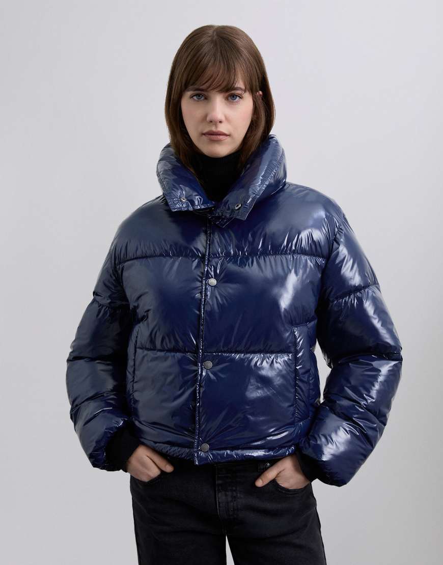 Scalpers - Shinny - Pufferjacke in Marineblau mit Kragen von Scalpers