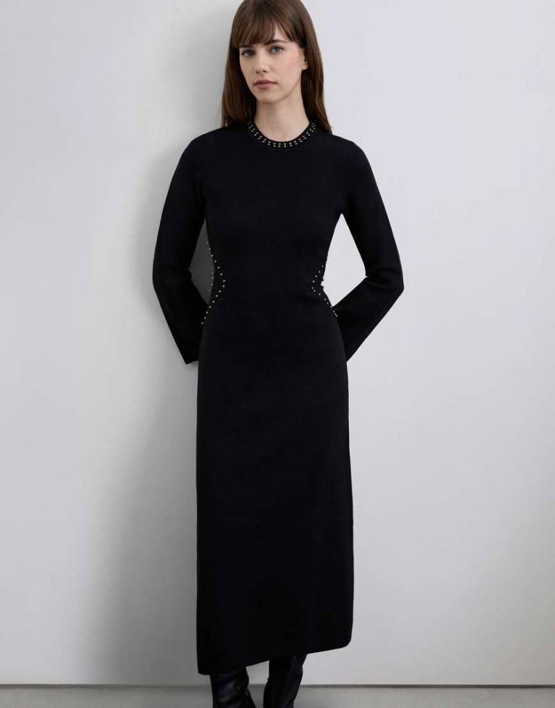 Scalpers - Strickkleid in Schwarz mit Nietenverzierung von Scalpers