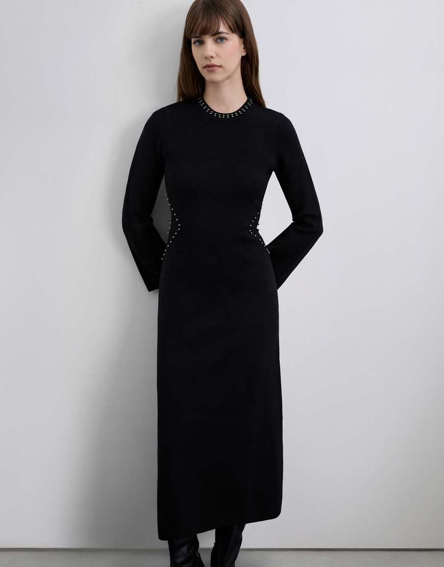 Scalpers - Strickkleid in Schwarz mit Nietenverzierung von Scalpers