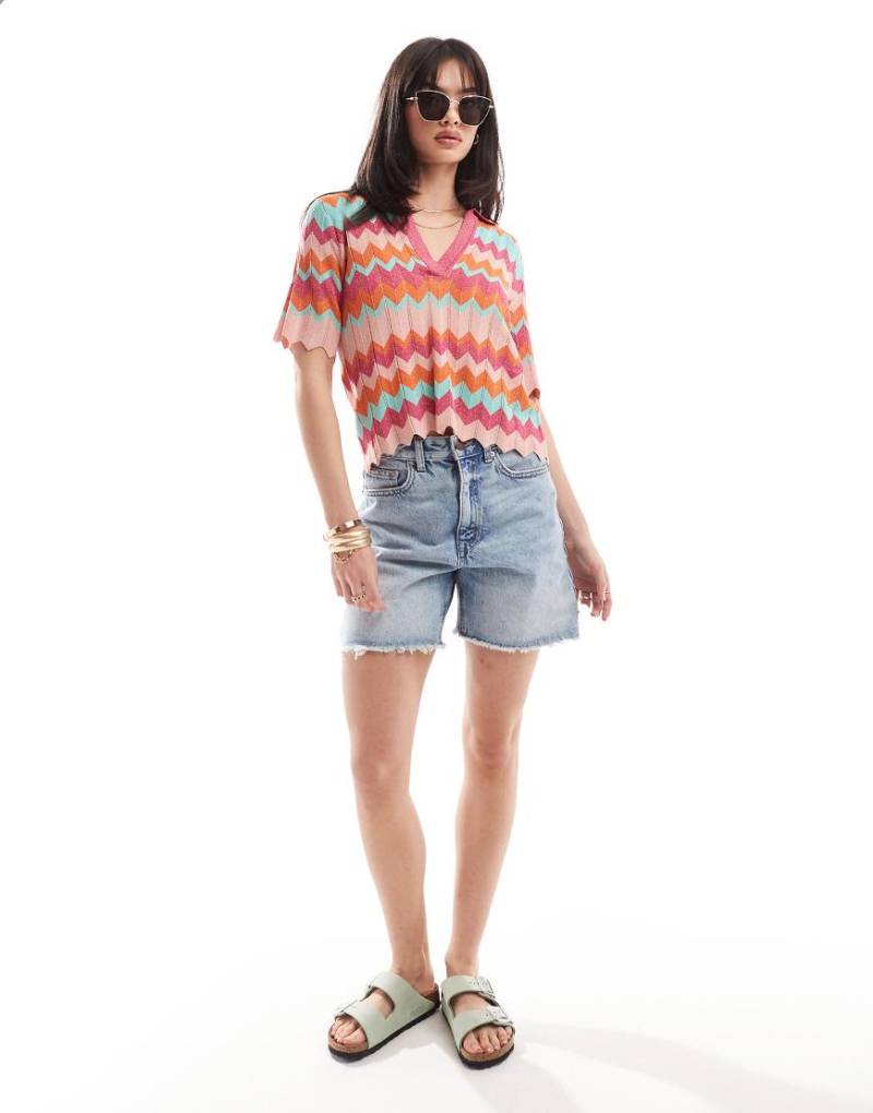 Scalpers - Strickpullover mit buntem Zickzackmuster von Scalpers