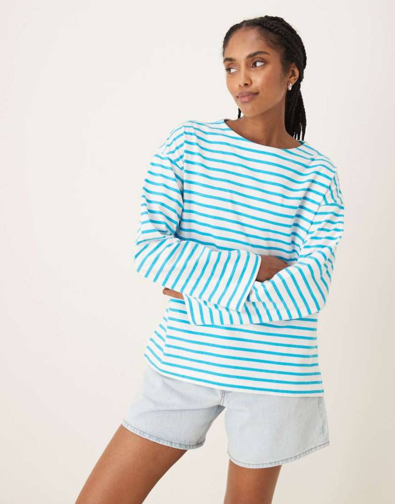 Scalpers - Stripes - Langärmliges Shirt mit türkisfarbenen Streifen und Etikett-Bunt von Scalpers