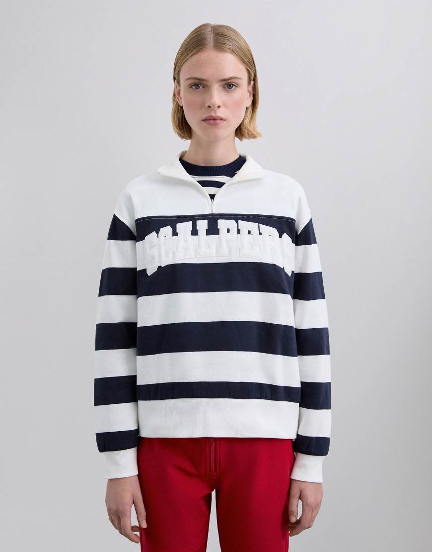Scalpers - Stripespatch - Sweatshirt in Marineblau gestreift-Bunt von Scalpers