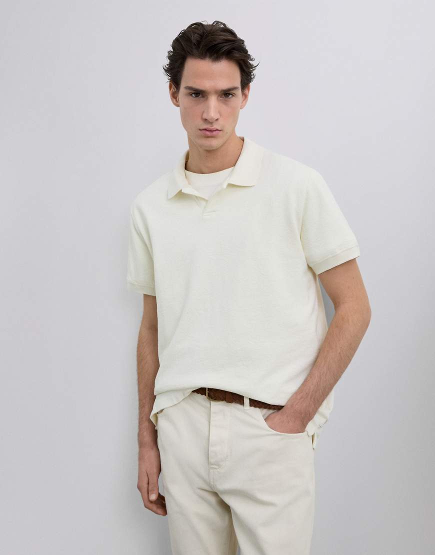 Scalpers - Strukturiertes Polohemd in Cremeweiß von Scalpers