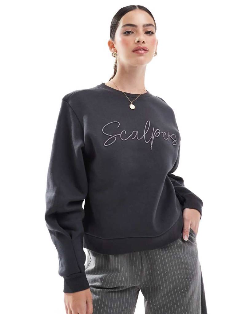 Scalpers - Sweatshirt in Grau mit Stickerei von Scalpers