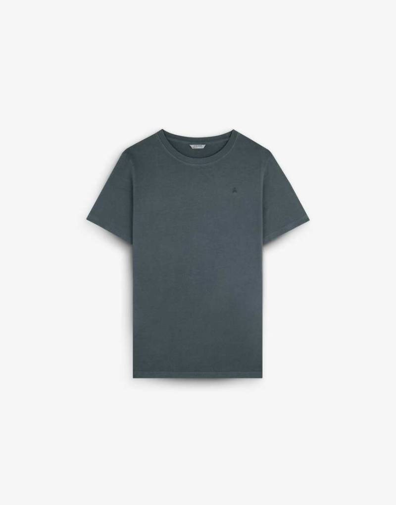 Scalpers - T-Shirt in Anthrazit mit farblich abgestimmter Totenkopf-Stickerei-Grau Scalpers - T-Shirt in Anthrazit mit farblich abgestimmter Totenkopf-Stickerei-Grau von Scalpers