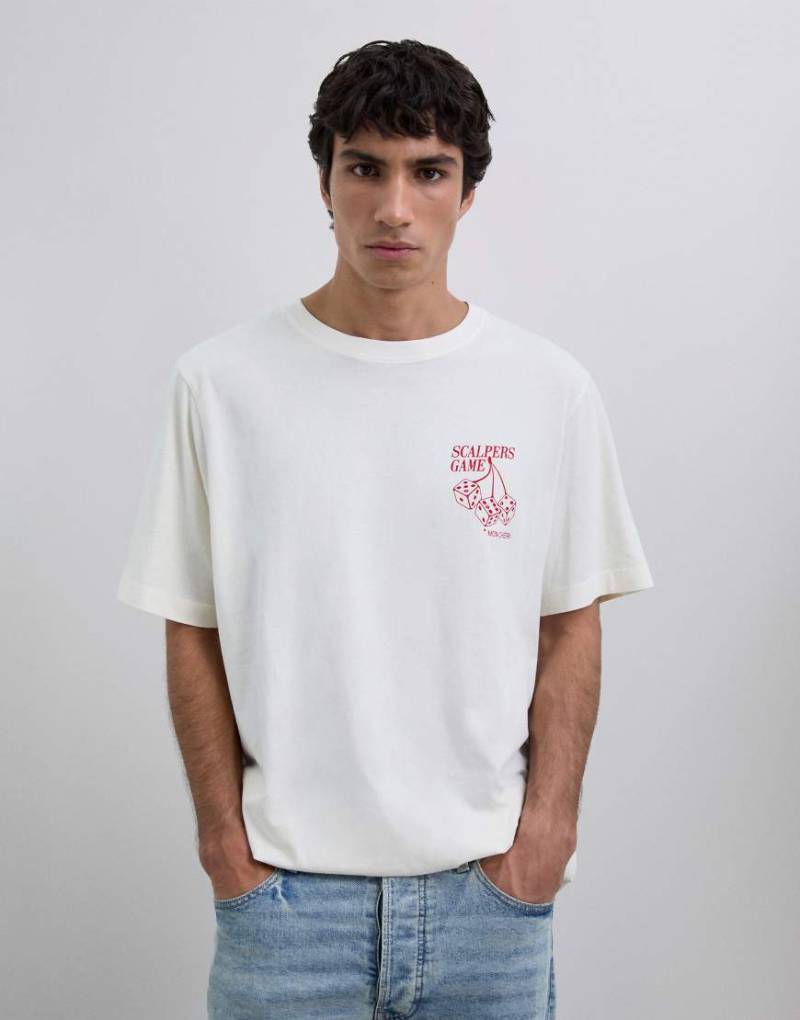 Scalpers - T-Shirt in Beige mit „Game"-Print-Neutral von Scalpers