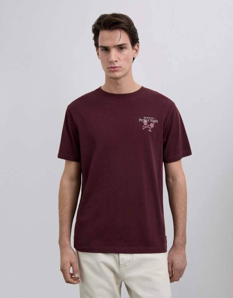 Scalpers - T-Shirt in Burgunderrot mit „Perfect Night"-Print von Scalpers