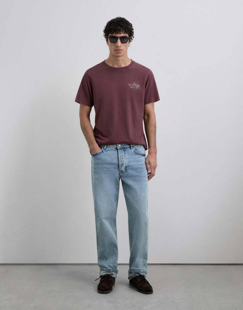 Scalpers - T-Shirt in Burgunderrot mit „Taste & Talk"-Print von Scalpers