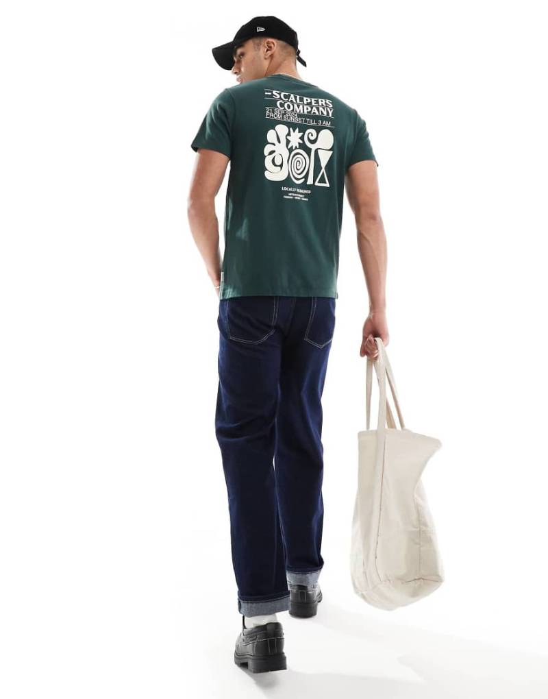 Scalpers - T-Shirt in Dunkelgrün mit „Locally"-Print von Scalpers