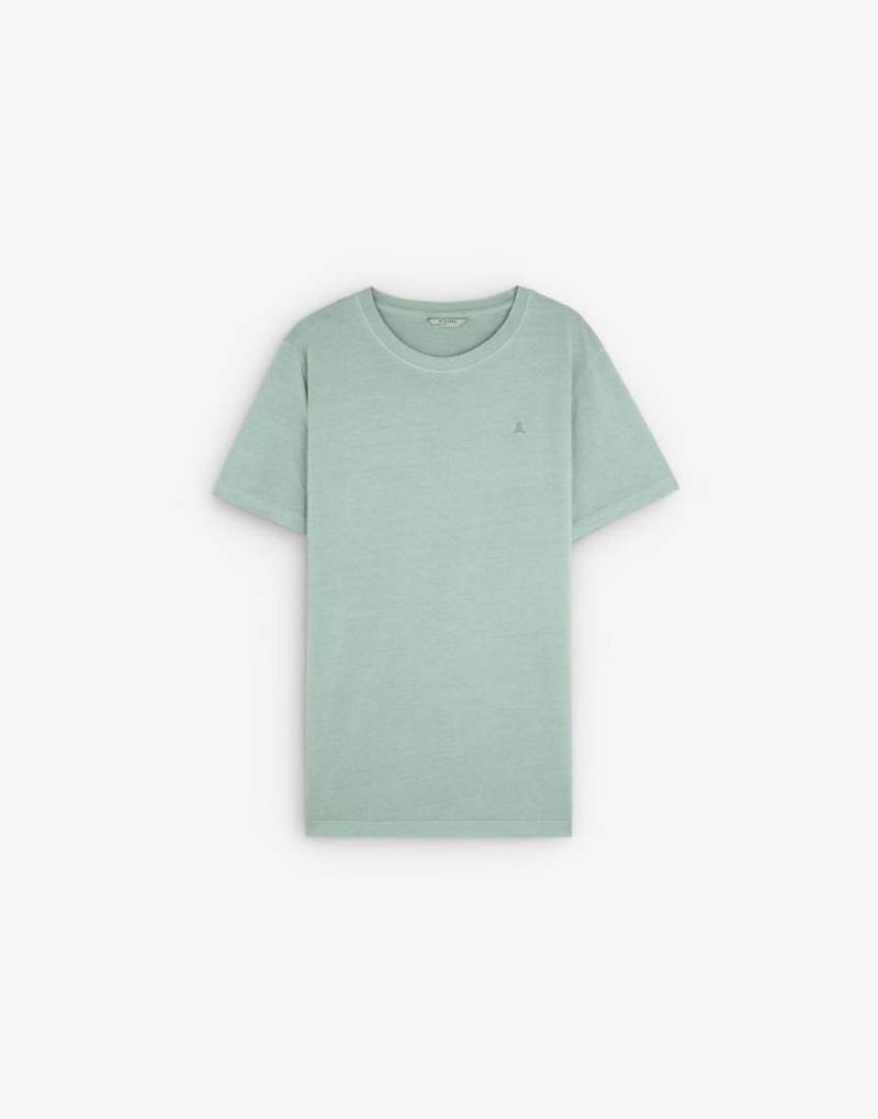 Scalpers - T-Shirt in Khaki mit farblich abgestimmter Totenkopf-Stickerei-Grün von Scalpers