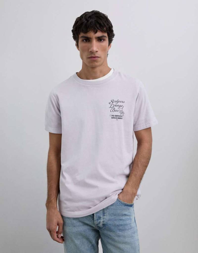 Scalpers - T-Shirt in Malve mit „Lounge Bar"-Print-Lila von Scalpers