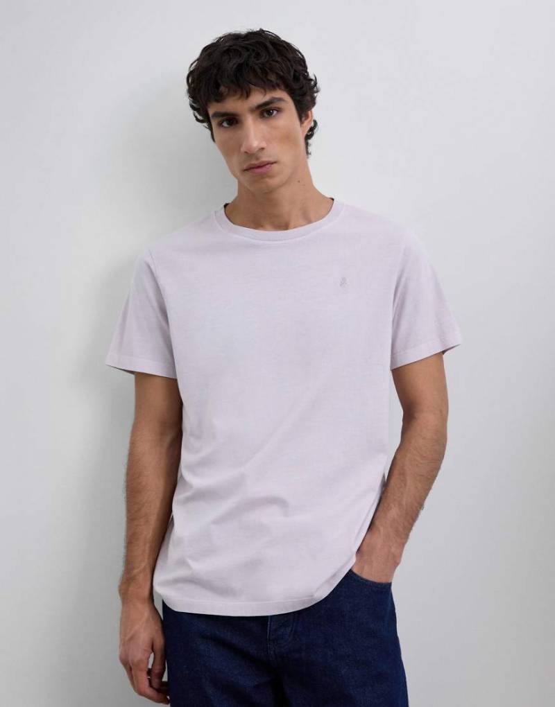 Scalpers - T-Shirt in Malve mit farblich abgestimmter Totenkopf-Stickerei-Lila von Scalpers