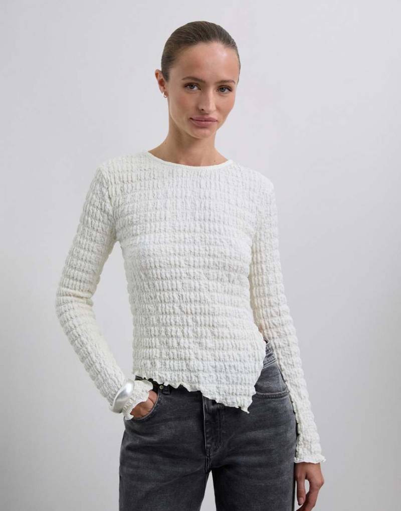 Scalpers - T-Shirt in Wollweiß mit Knitterstruktur von Scalpers