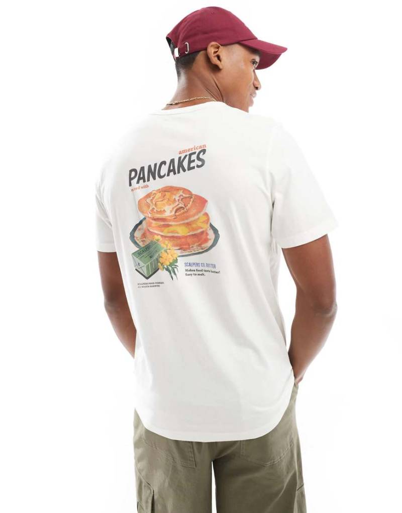 Scalpers - T-Shirt in gebrochenem Weiß mit „Pancake"-Print von Scalpers