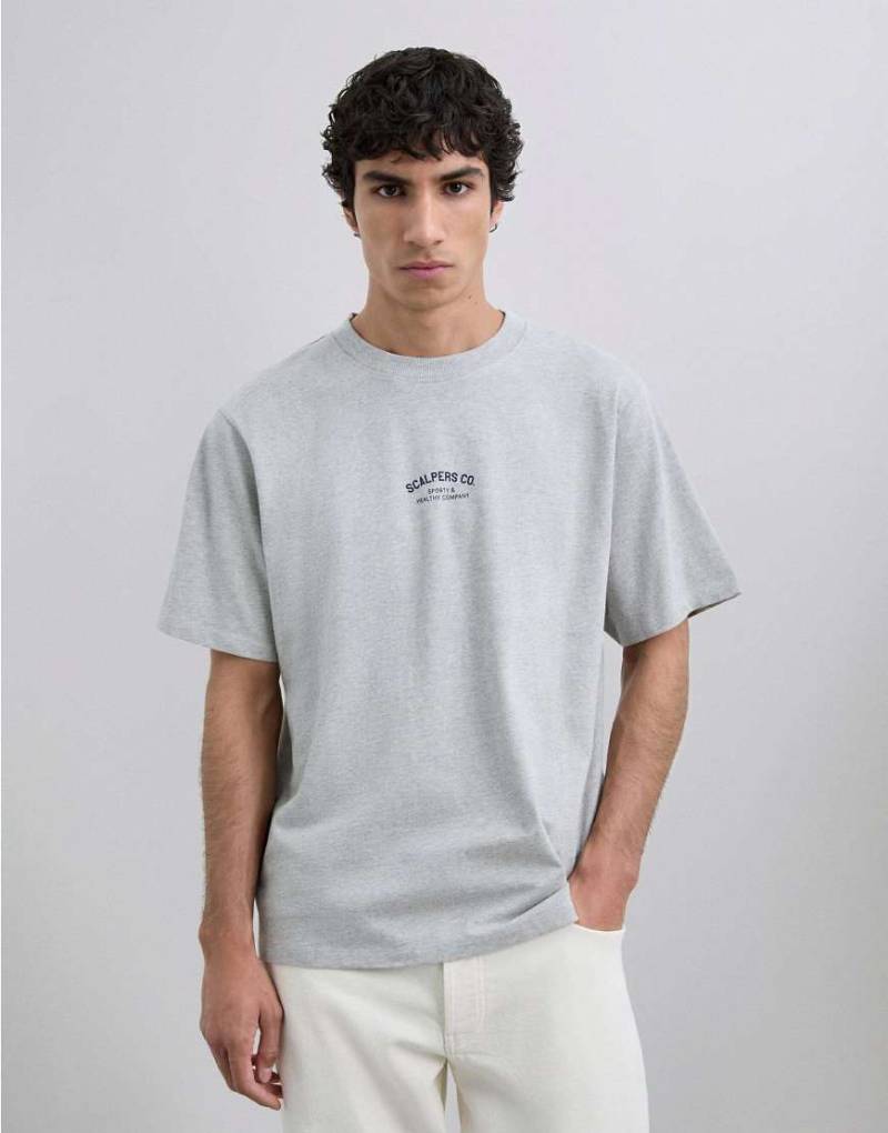 Scalpers - T-Shirt in meliertem Grau mit „Sporty"-Print von Scalpers