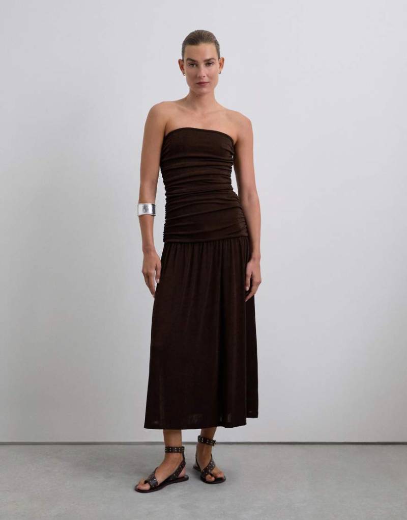 Scalpers - Trägerloses Jersey-Kleid in Braun-Brown von Scalpers